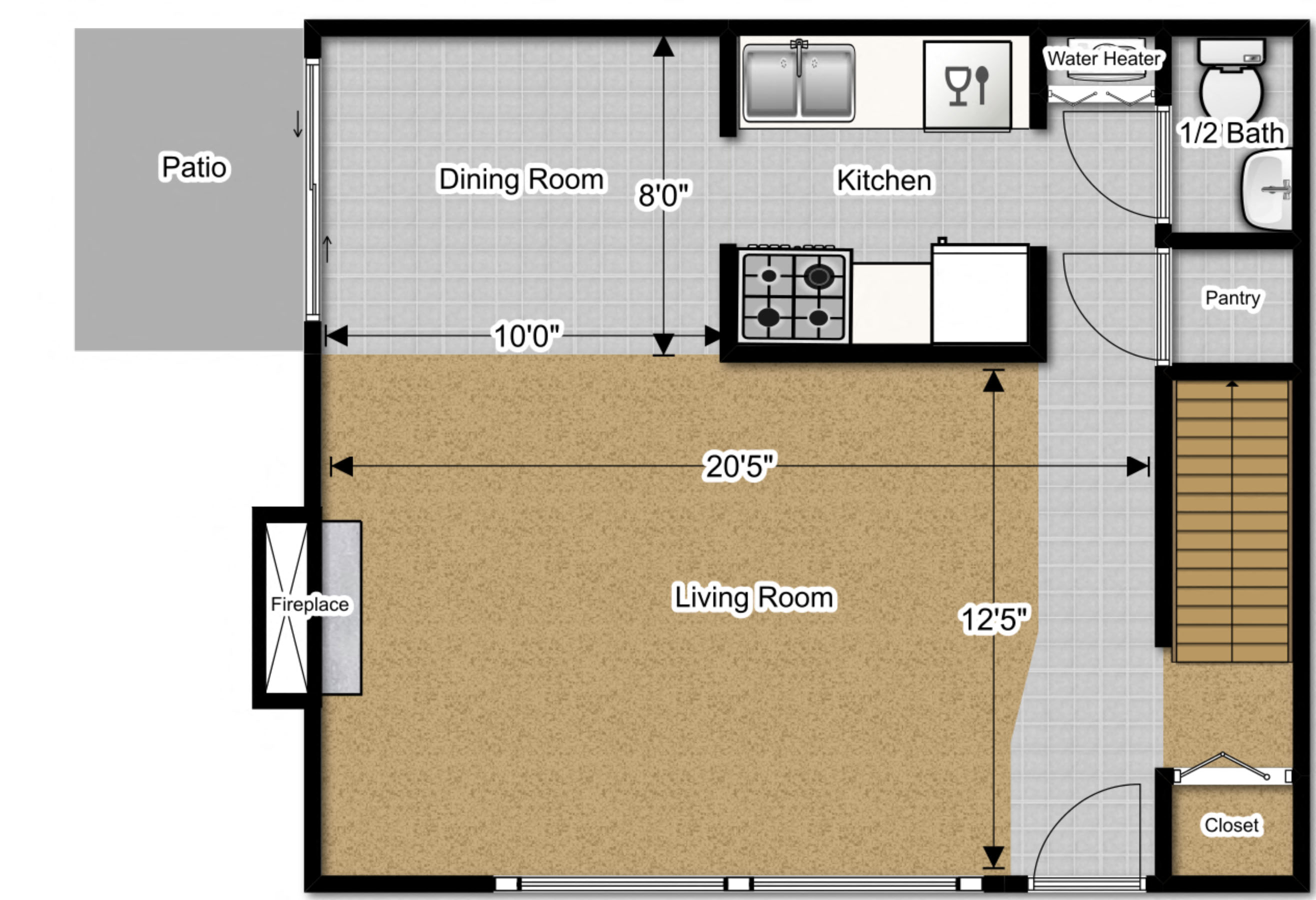 3 Bedroom 1 1/2 Bath Town Home 1050 Sq. Ft at Huntington Hills Townhomes, Integrity Realty, Stow, 44224